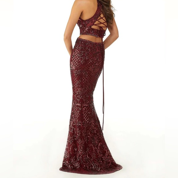 Morilee #45038, two piece sequin fit and flare in wine - Picture 2 of 5